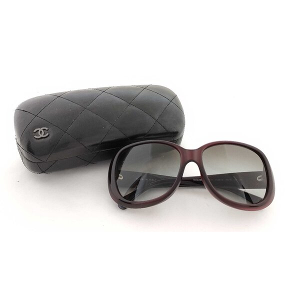 Chanel Camellia Sunglasses with Quilted Case - Burgundy Gradient - Picture 1 of 8